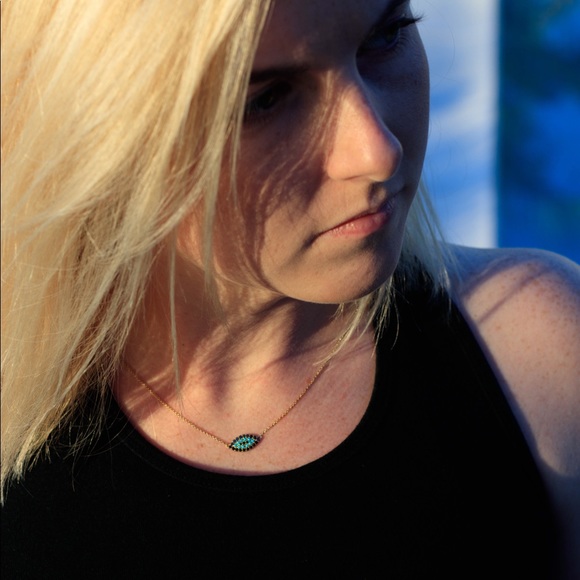 14kt solid gold evil eye necklace